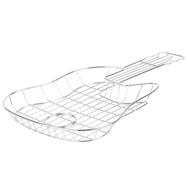 A metal Clipper Mill guitar shaped serving basket.