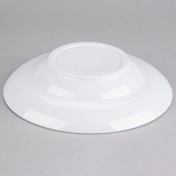 A white Elite Global Solutions melamine bowl with a lid on top.