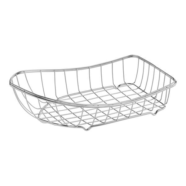 A Clipper Mill stainless steel boat basket with a handle.