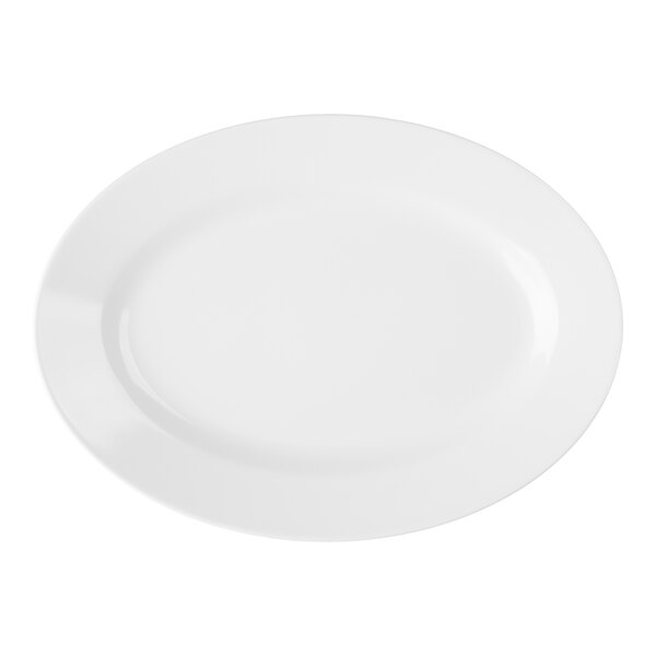 A white oval melamine plate.