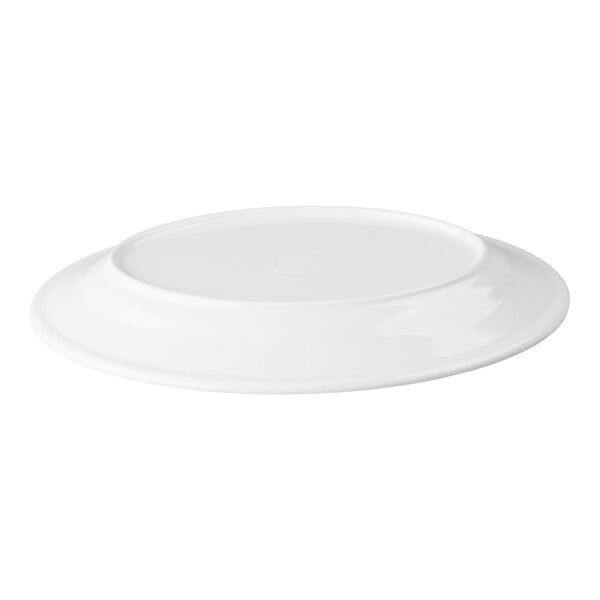 A white oval melamine plate.