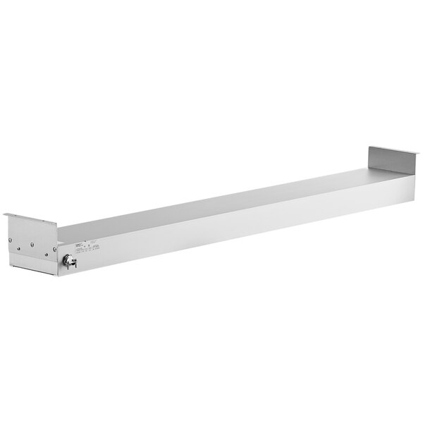 A stainless steel rectangular metal strip with on/off toggle controls.