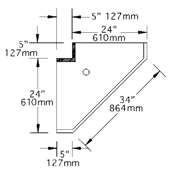 A drawing of a construction plan for an Eagle Group Spec-Bar 45 degree outer corner workboard.