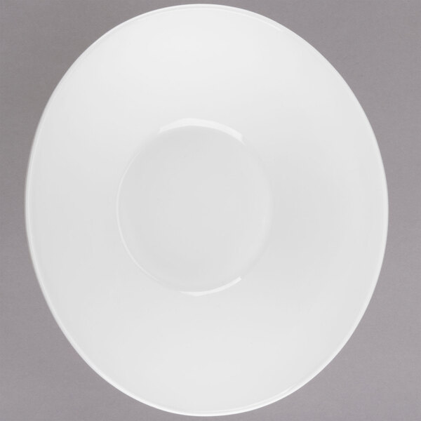 A white porcelain bowl with a white rim.