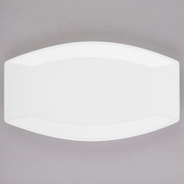 A white rectangular Libbey Royal Rideau porcelain serving tray.