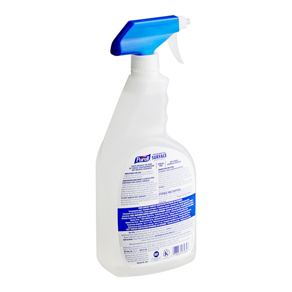A white bottle of Purell Foodservice Surface Sanitizer with a blue and white label.