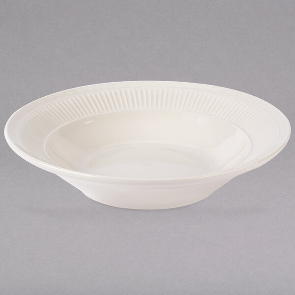 A Tuxton Hampshire china soup bowl with a decorative rim.