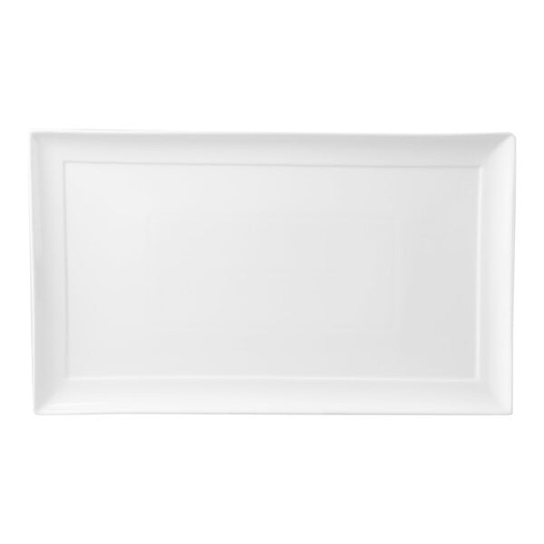 A rectangular white porcelain tray with slightly raised edges.