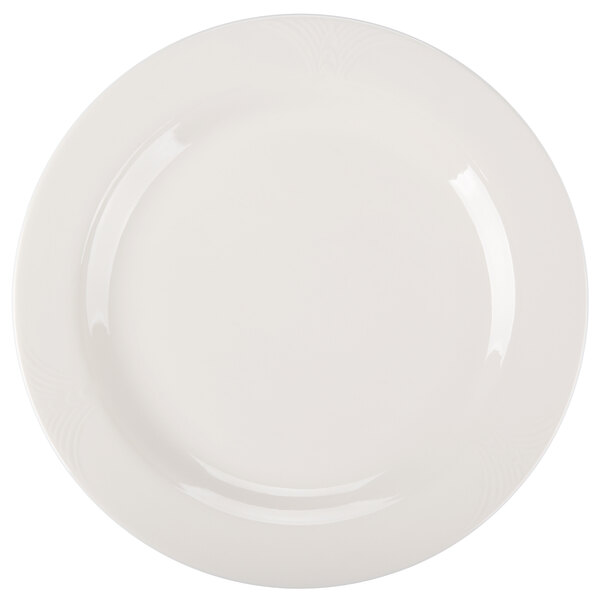 A white porcelain plate with a medium white rim.