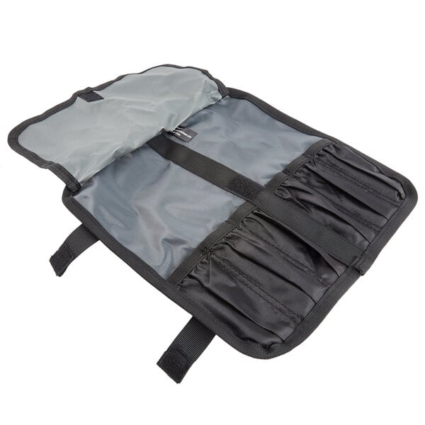 A black and grey Mercer Culinary plating spoon set bag.
