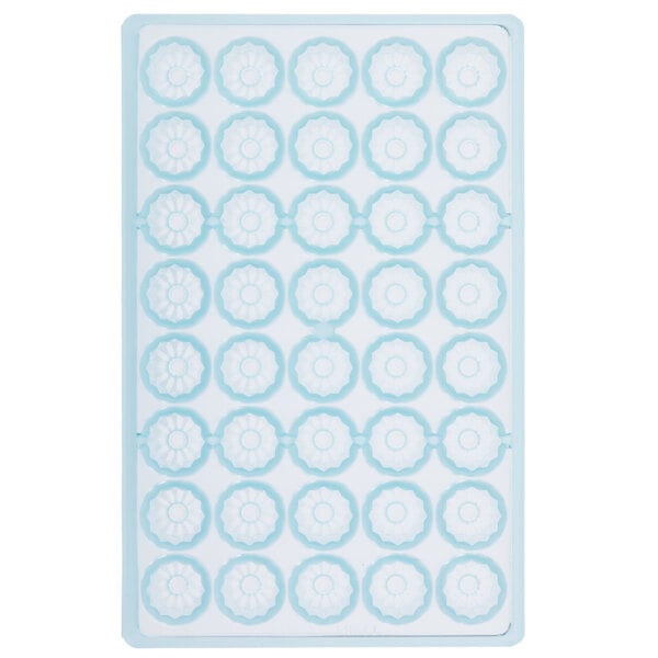 A clear plastic tray with 40 small circles.