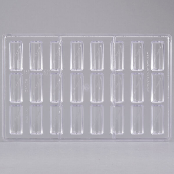 A clear plastic tray with small rectangular compartments.