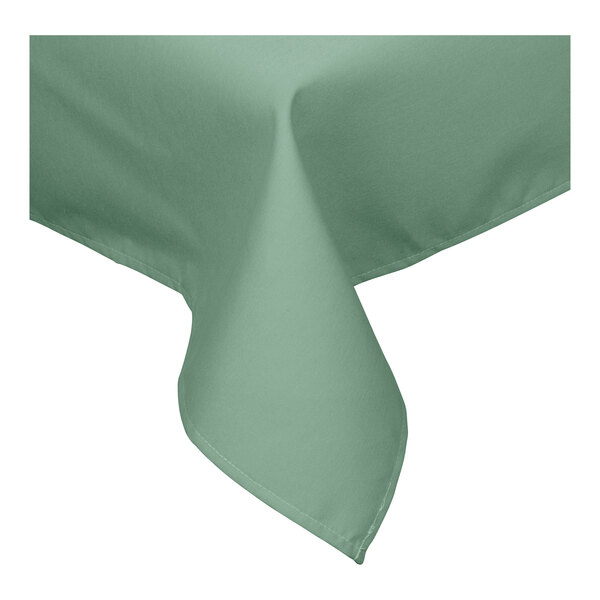 A seafoam green rectangular tablecloth with a folded edge.