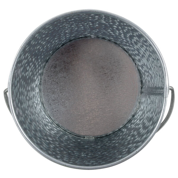 A Tablecraft galvanized steel pail with a handle.