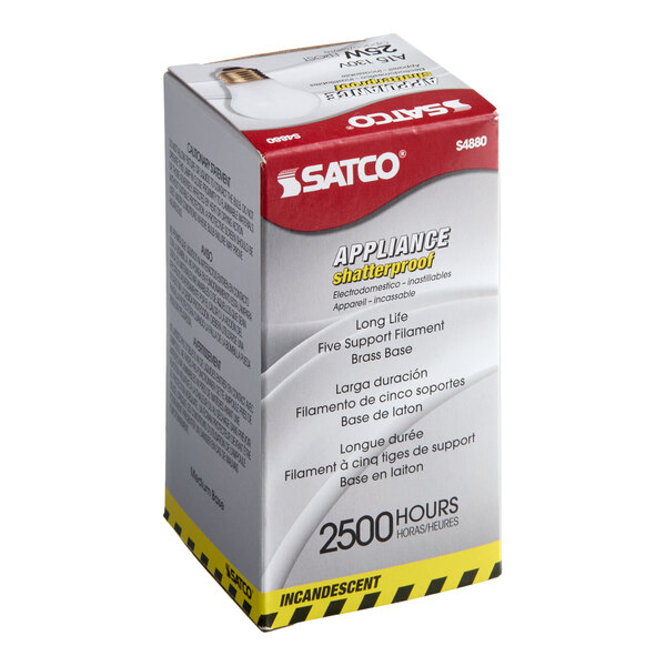 Satco S4880 25 Watt Frosted Shatterproof Finish Incandescent Rough Service Light Bulb - 130V (A15)