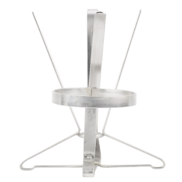 A Clipper Mill stainless steel fry cone stand with ramekin holder on a white background.