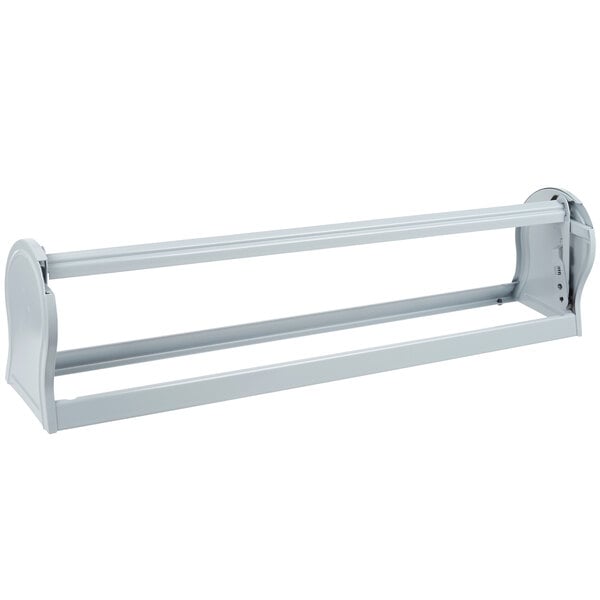 A gray metal Bulman paper dispenser with a straight edge blade.