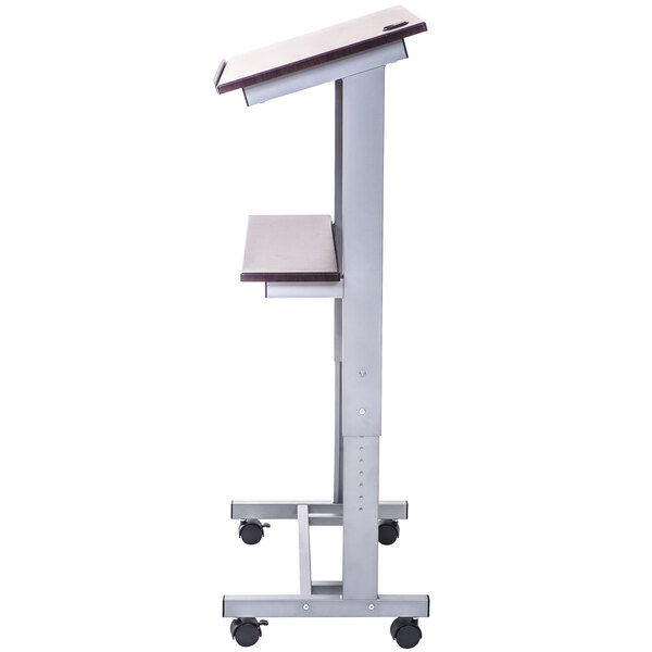 Luxor LX-ADJ-DW Adjustable Height Mobile Lectern