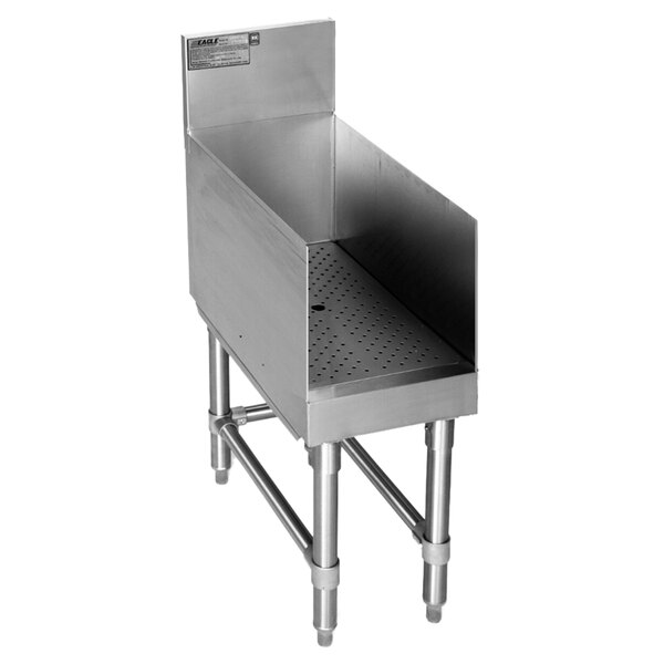 A stainless steel Eagle Group recessed drainboard for a bar.