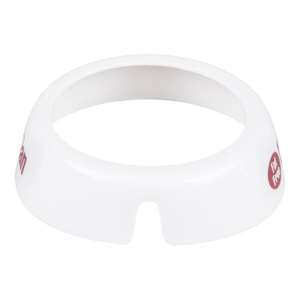 TableCraft CM16 Imprinted White Plastic "Fat Free Italian" Salad Dressing Dispenser Collar with Maroon Lettering