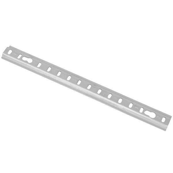 A white metal Continental pilaster strip with holes.