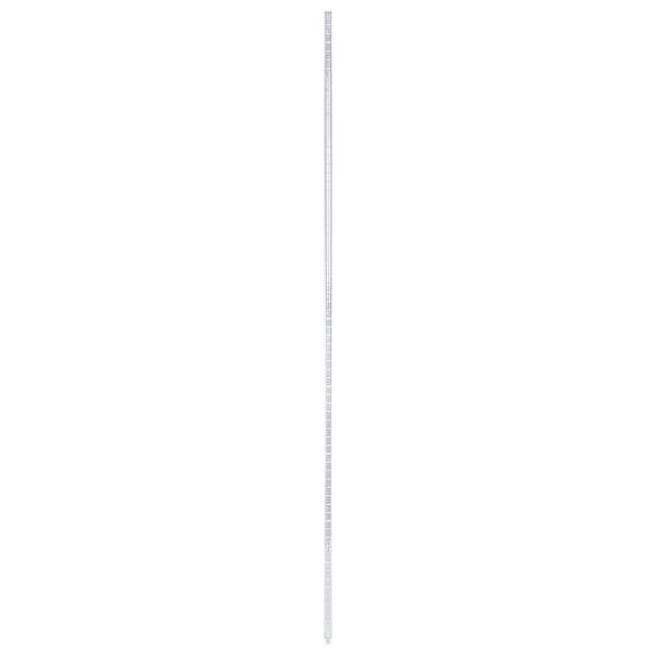 A long white metal pole with a white background.