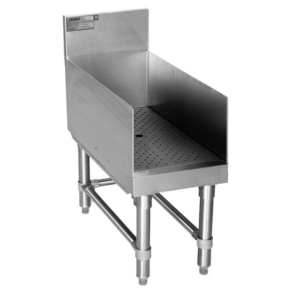 A stainless steel Eagle Group recessed bar drainboard.