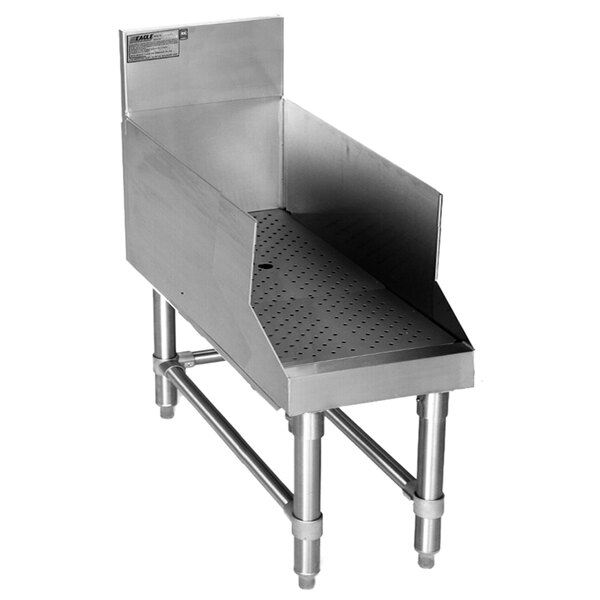 A stainless steel Eagle Group recessed bar drainboard.