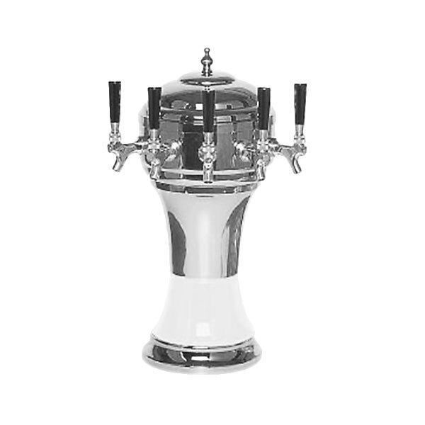 A silver and white Micro Matic Zeus 5 Tap Tower.