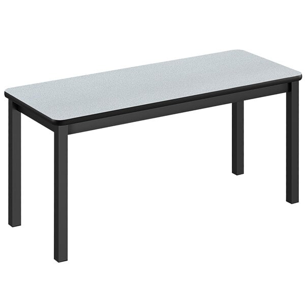 A Correll rectangular library table with a gray granite top and black base.