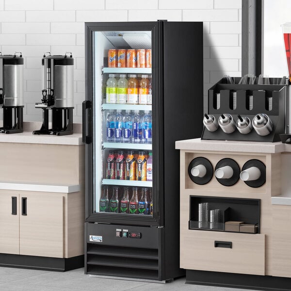 Avantco GDC-10-HC 21 5/8" Black Customizable Swing Glass Door Merchandiser Refrigerator with LED Lighting