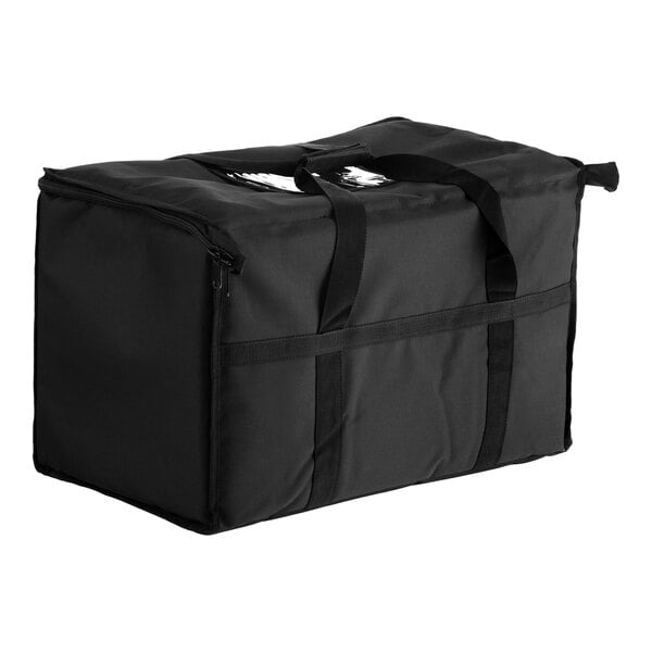 Choice Insulated Food Delivery Bag / Pan Carrier with Microcore Thermal Hot or Cold Pack Kit, Black Nylon, 23" x 13" x 15"