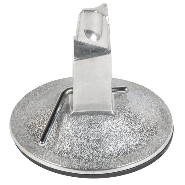 A Vollrath King Kutter Suction Base with a round metal base and a screw on top.