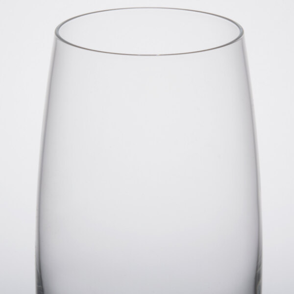 A close up of a clear Reserve by Libbey highball glass.