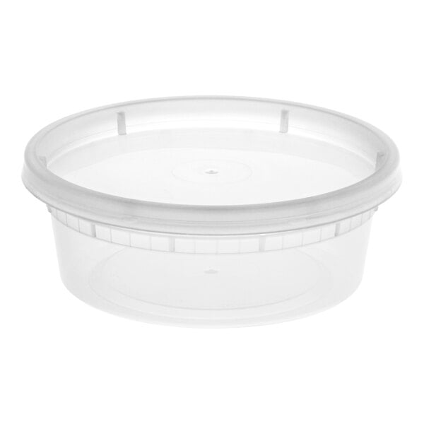 Choice Heavy Duty 8 oz. Translucent Plastic Deli Container and Lid Combo Pack - 240/Case