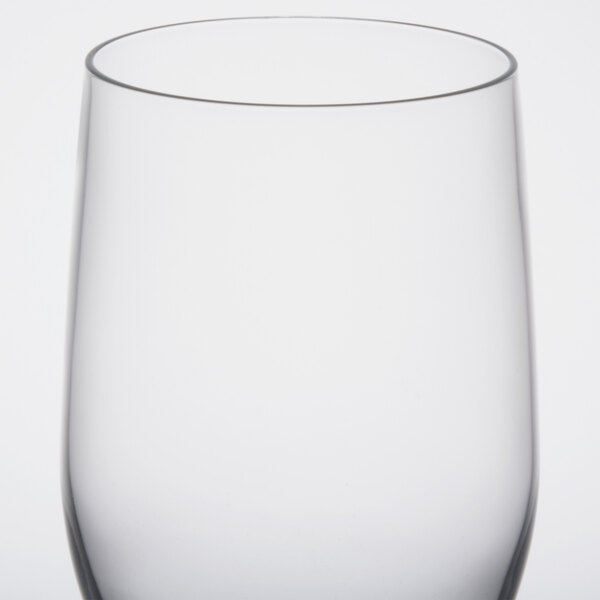 A close up of a clear Reserve by Libbey Neo goblet.