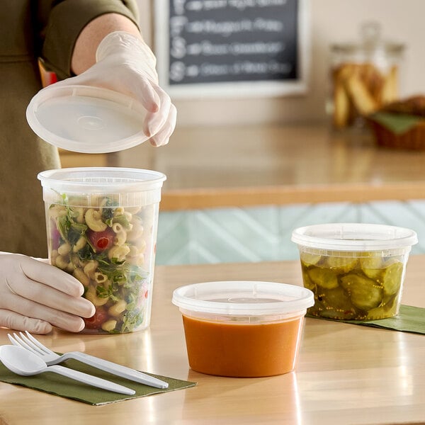Choice Heavy-Duty 12 oz. Translucent Plastic Deli Container and Lid Combo Pack - 240/Case