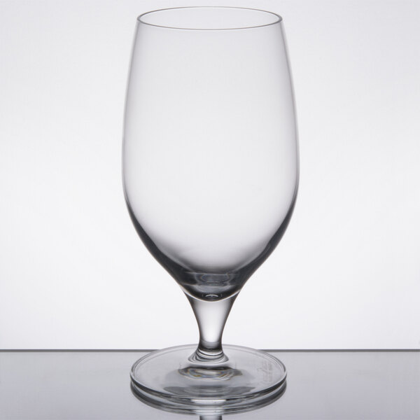 A close-up of a clear Reserve by Libbey wine glass.