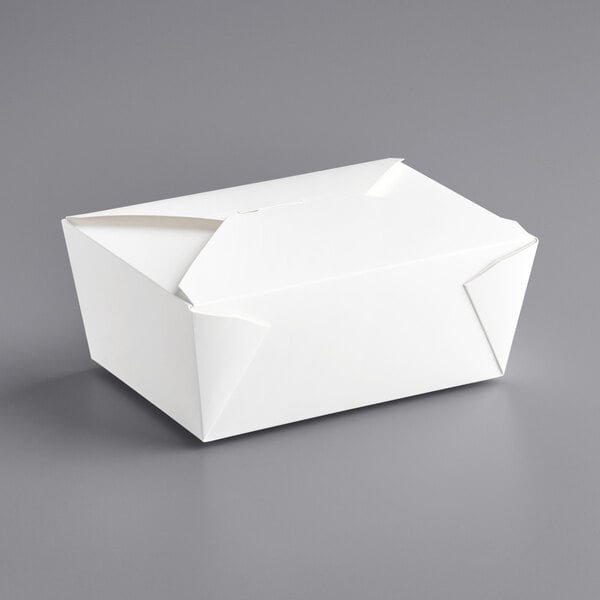 White Microwavable Folded Paper #1 Takeout Boxes - Small Fold-To-Go  Containers