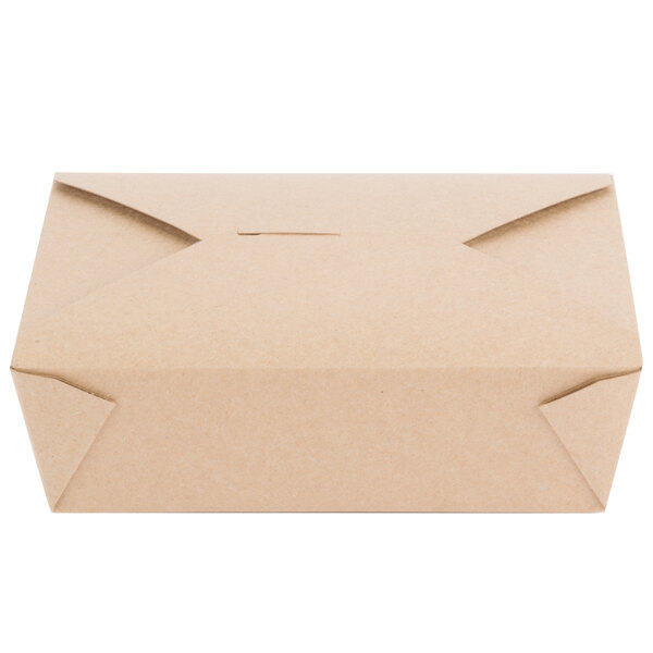 Kraft paper take out container with folded top