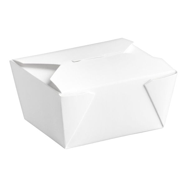 Choice White Microwavable Folded Paper #1 Take-Out Customizable Container 4 3/8" x 3 1/2" x 2 1/2" - 450/Case