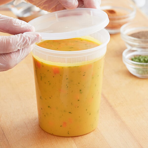 24-oz Asporto Microwavable To-Go Container - Clear Round Soup Container with for
