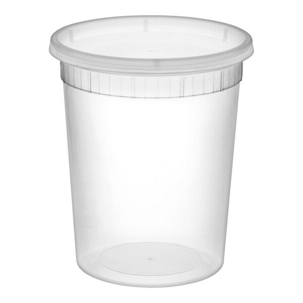 Choice Heavy-Duty 32 oz. Translucent Plastic Deli Container and Lid Combo Pack - 240/Case