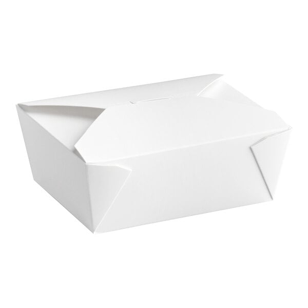 Choice White Microwavable Folded Paper #8 Take-Out Customizable Container 6" x 4 3/4" x 2 1/2" - 300/Case