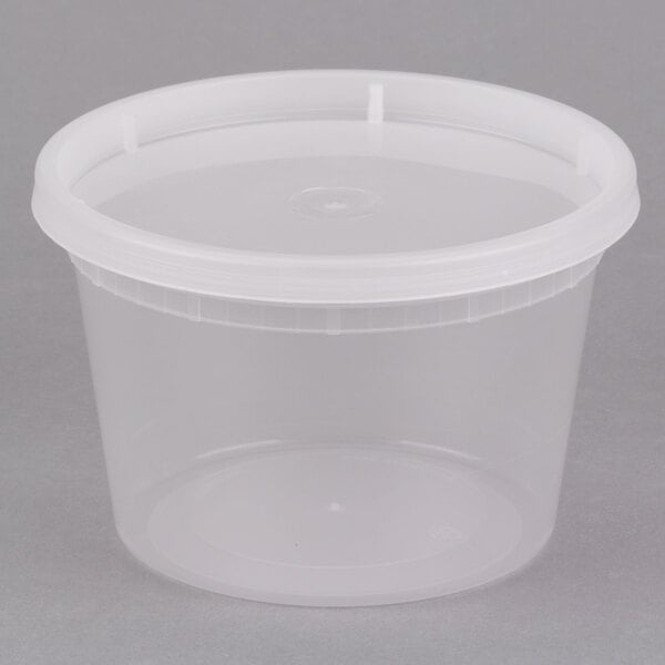 Round Food Containers Plastic Clear Storage Tubs with Deli Pots Sauce Disposable 