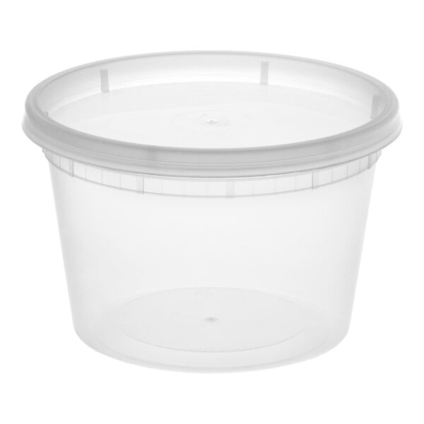 Choice Heavy Duty 16 oz. Translucent Plastic Deli Container and Lid Combo Pack - 240/Case
