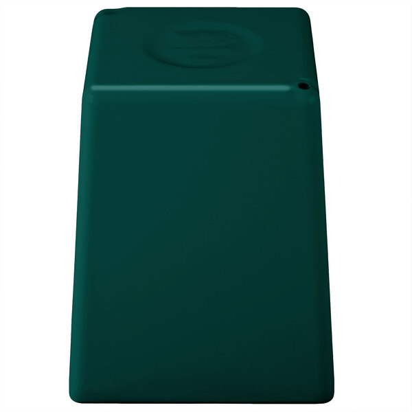 A green rectangular Tablecraft bowl with a round top.