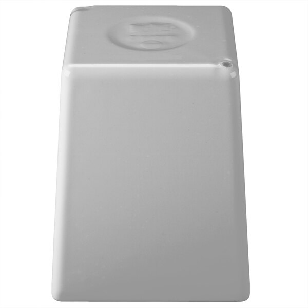 A white rectangular Tablecraft bowl with a round top.