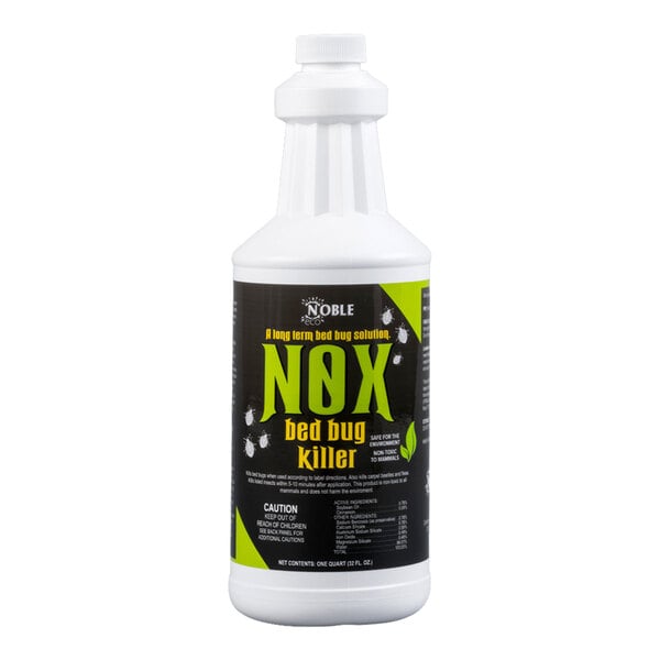 A quart-sized bottle of Noble Eco Nox water-based bed bug killer spray.