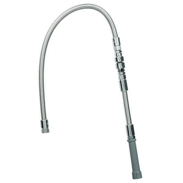 A T&S stainless steel flexible metal hose assembly.